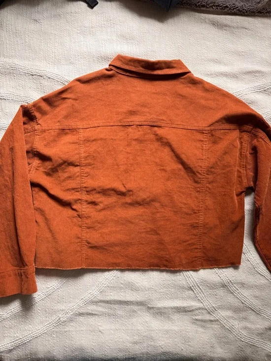 Forever 21 Light Weight Corduroy Cropped Jacket in Rust Orange 100% Cotton Large - Picture 9 of 10